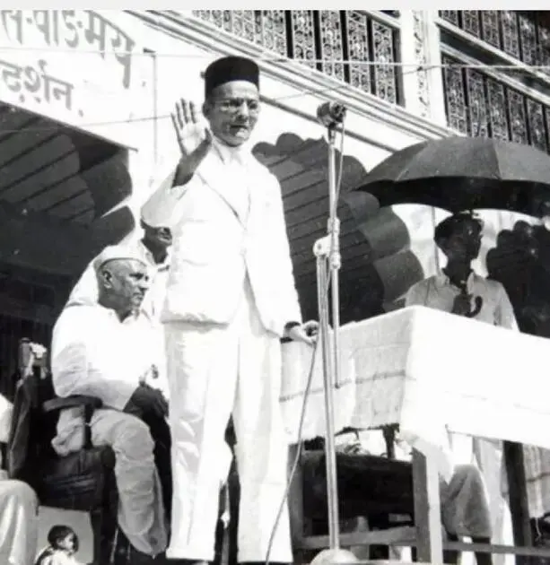 Savarkar giving a speech