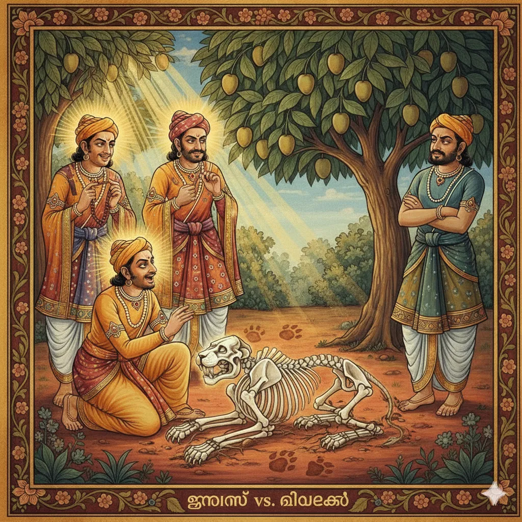 The friends find the magnificent skeleton of a lion